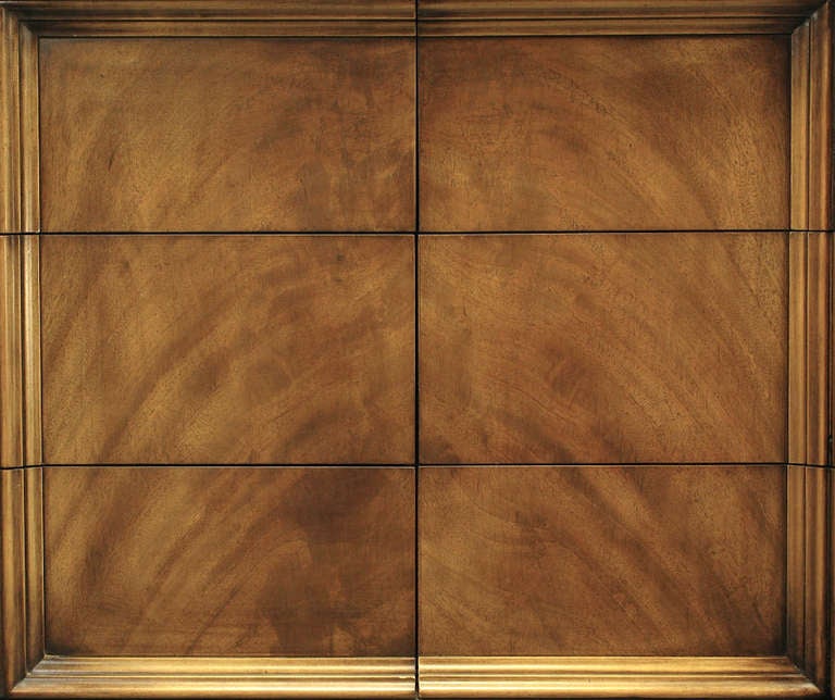Mid-20th Century Romweber Figured Walnut  Dresser With Crema Marble Inset Panels For Sale