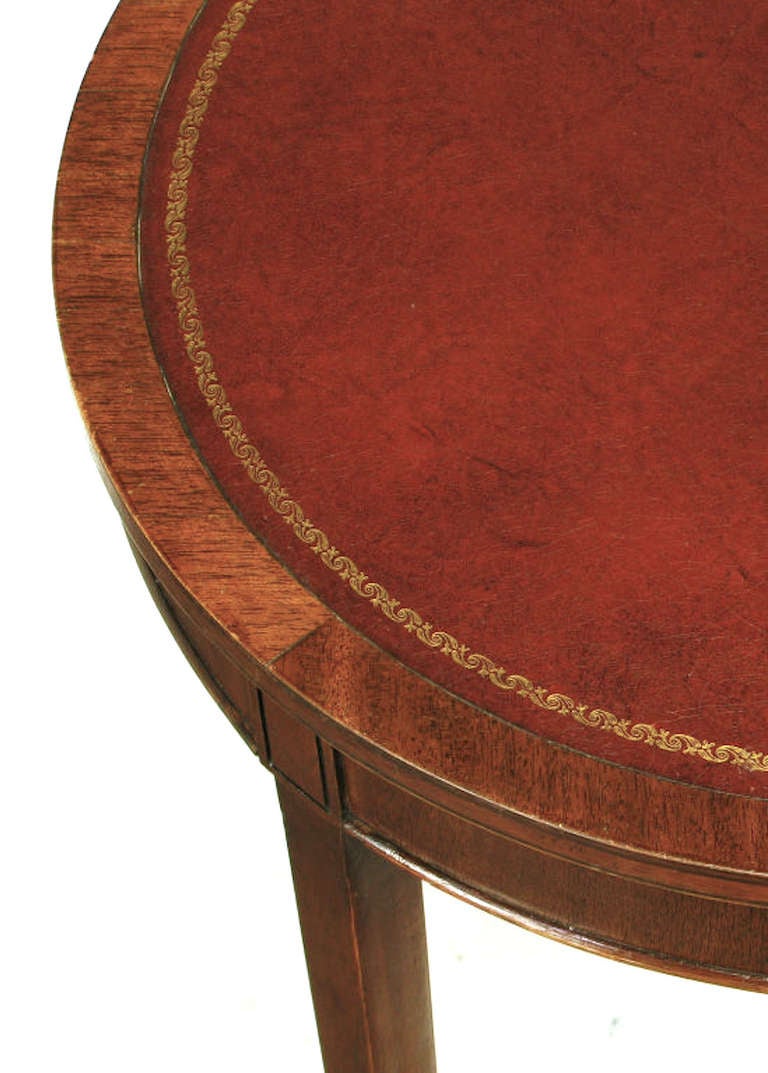 20th Century Elegant Pair Zangerle & Peterson Mahogany & Tooled Leather End Tables