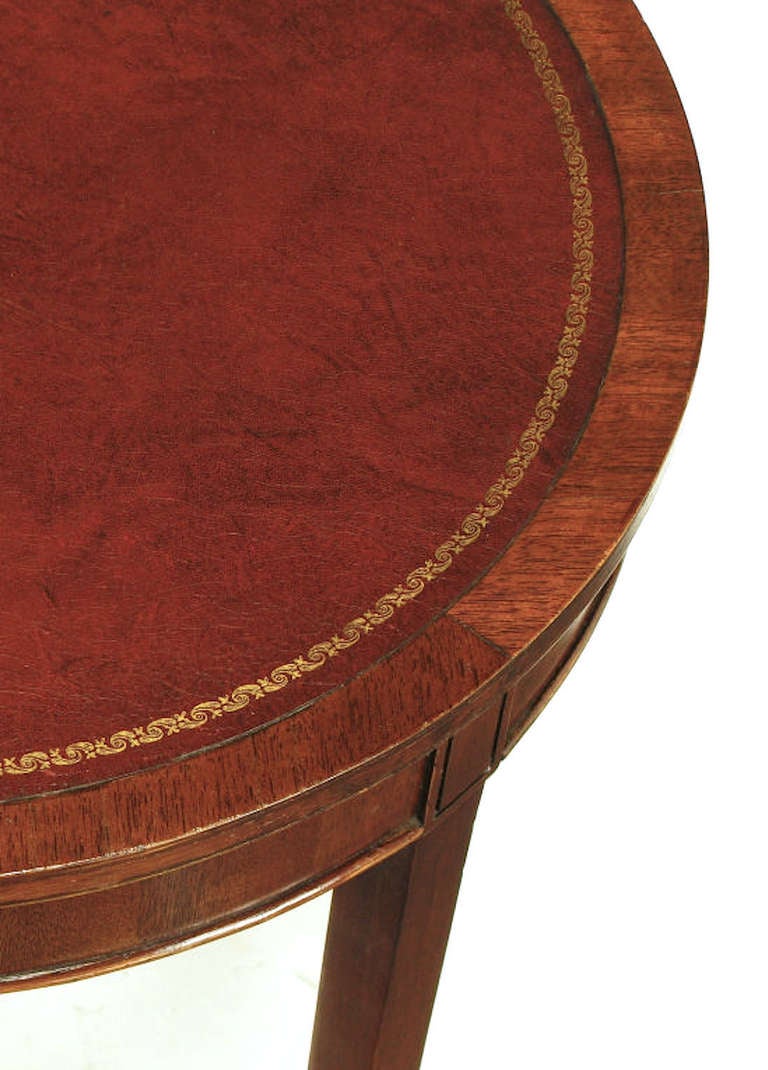 Elegant Pair Zangerle & Peterson Mahogany & Tooled Leather End Tables 1