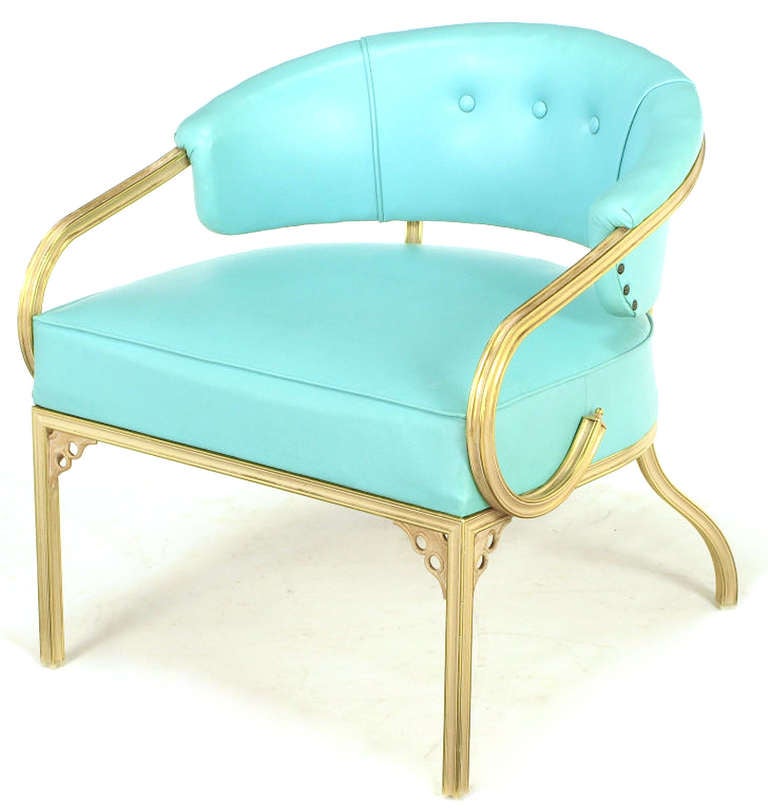 American Four John Van Koert Cymbal Collection Gold & Turquoise Lounge Chairs