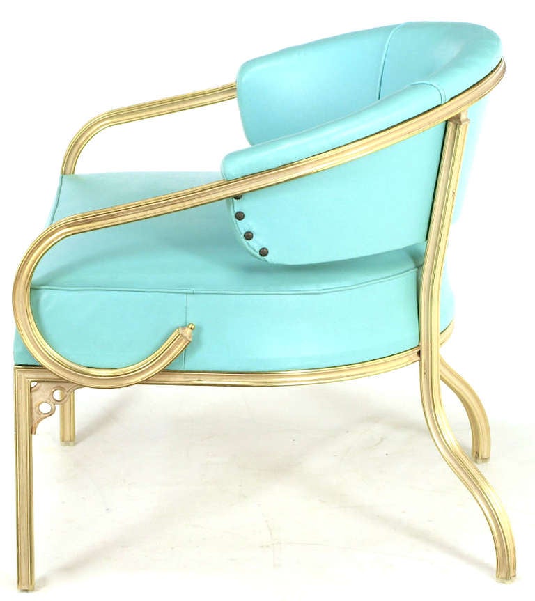 Four John Van Koert Cymbal Collection Gold & Turquoise Lounge Chairs In Excellent Condition In Chicago, IL