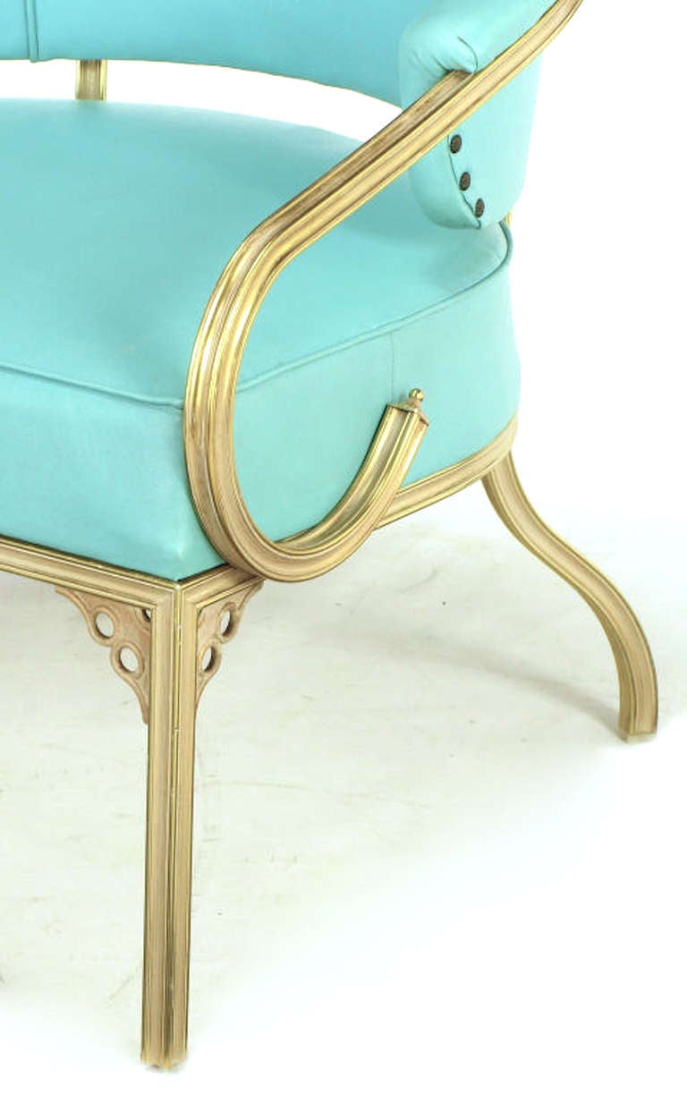 Four John Van Koert Cymbal Collection Gold & Turquoise Lounge Chairs 1
