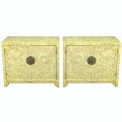 Pair Henredon "Circa '75" Marbleized Lacquer Asian Form Cabinets 4