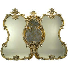 Vintage Italian Rococo Renaissance Triple Mirror With Venetian Center