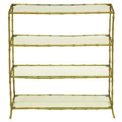 Solid Brass Bamboo Form Low Etagere After Maison Bagues