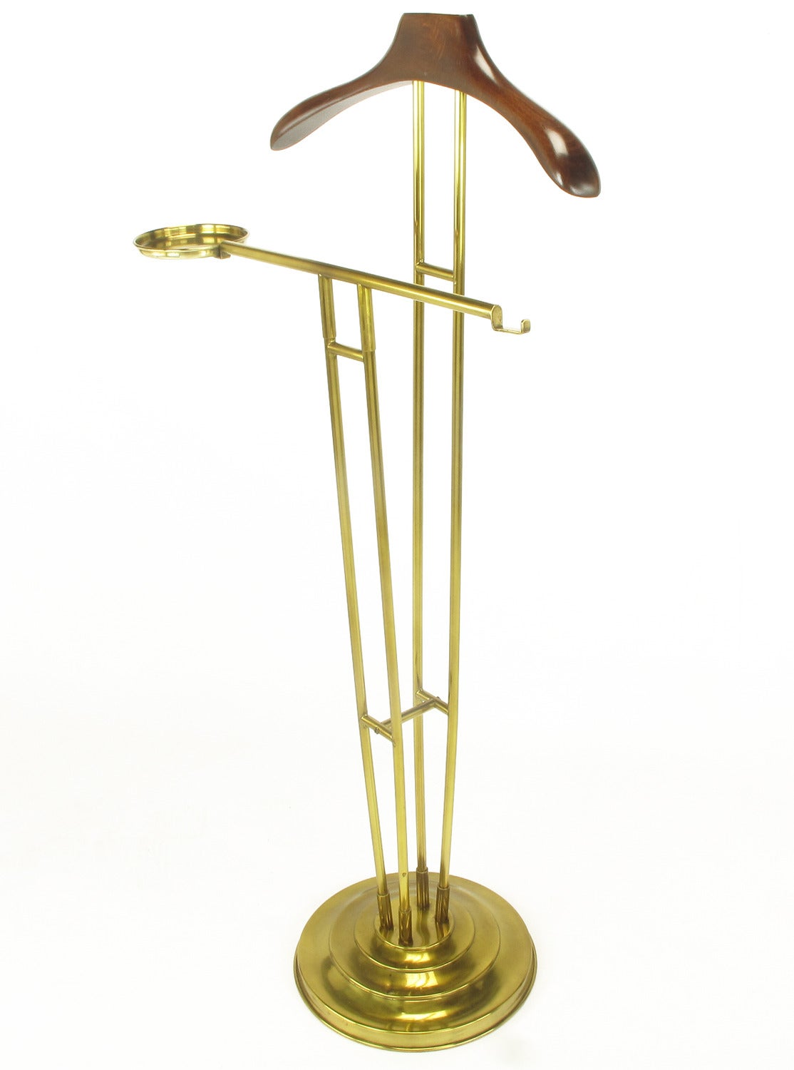 Italian Brass and Mahogany Art Deco Valet In Excellent Condition In Chicago, IL