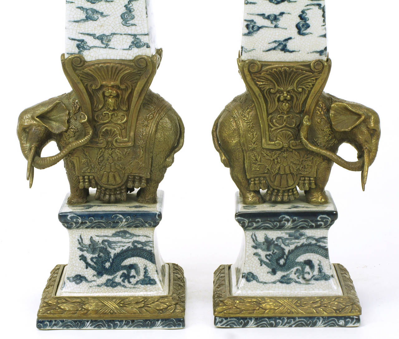 A pair of porcelain and brass 25