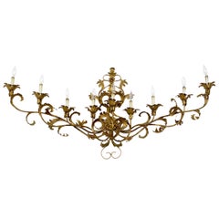 Wide Palatial Nine-Light Italian Gilt Tole Metal Sconce