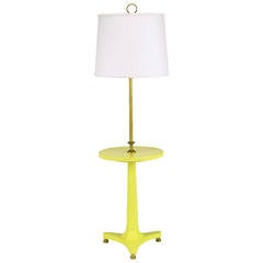 Yellow Lacquered Wood and Brass Regency Floor Lamp