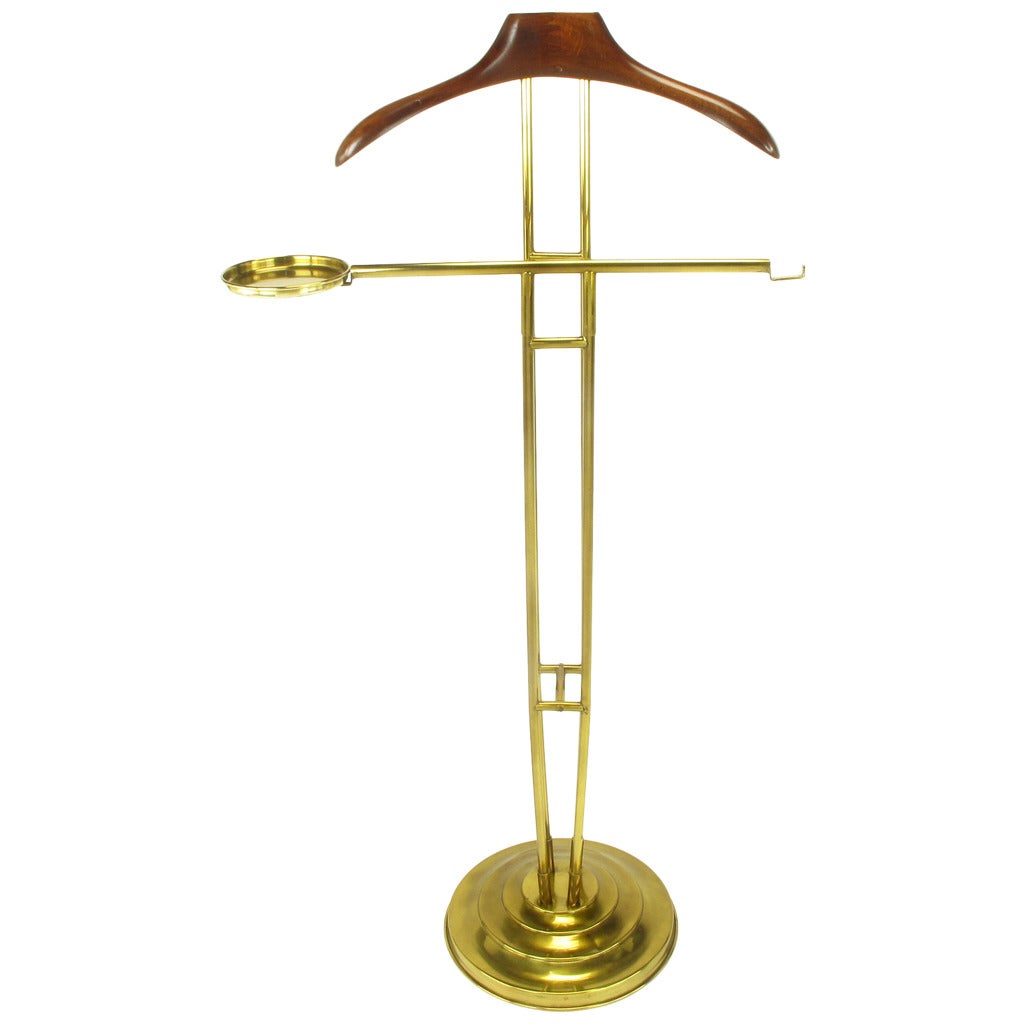 Italian Brass and Mahogany Art Deco Valet