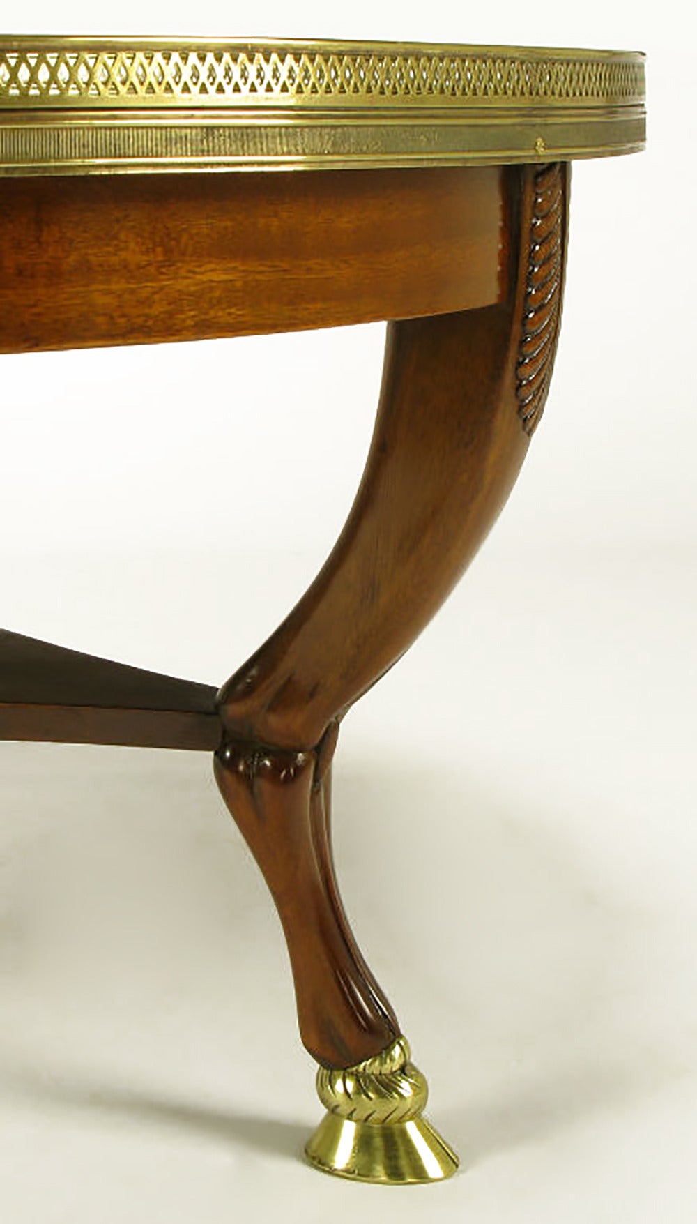 American Mahogany and Marble, 1940s Empire Coffee Table with Bronze Hoof Feet For Sale
