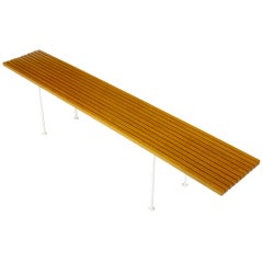 Red Oak & White Lacquered Iron 60" Slat Bench