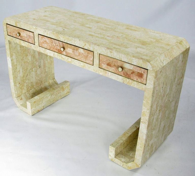 Robert Marcius Tessellated Fossil Stone Writing Table