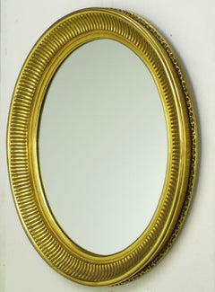 Vintage Carved Wood & Gilt Oval French Regency Style Mirror