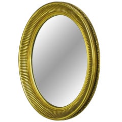 Carved Wood & Gilt Oval French Regency Style Mirror 11