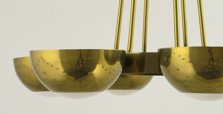 Gerald Thurston Lightolier Pierced Brass Six-Light Chandelier 1