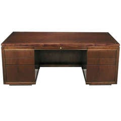 Edward Wormley Mahogany Executive Desk With Brass Inlay 11