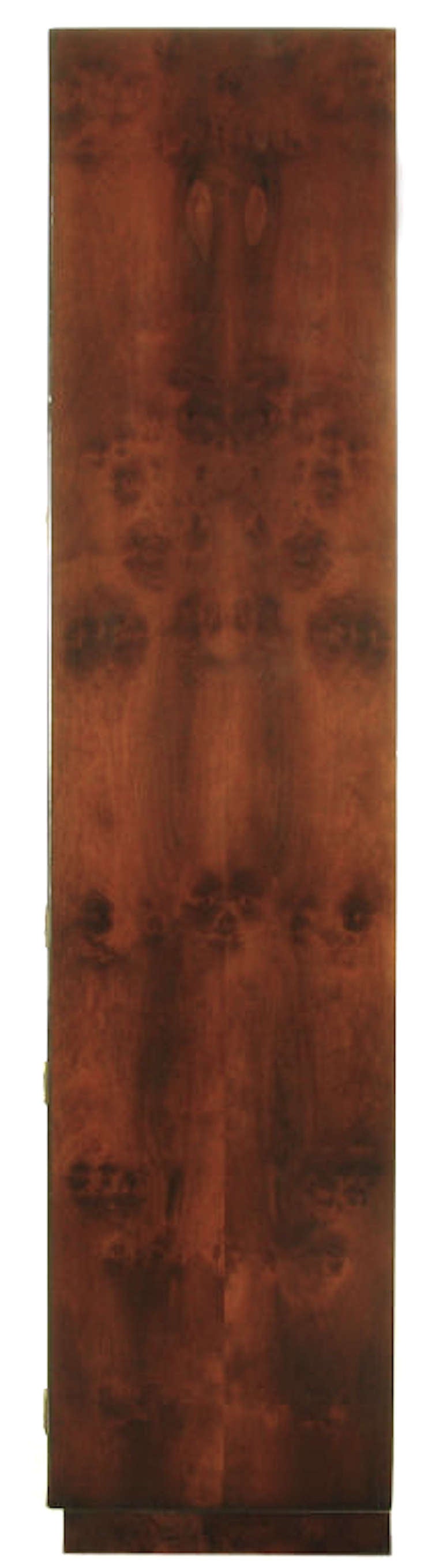 20th Century Trio of Hekman Tall Campaign Cabinets in Patchwork Burl