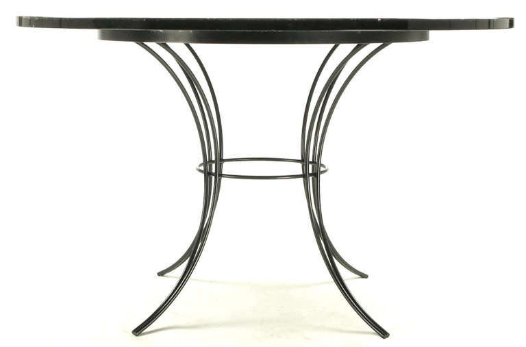 Round Black & Clear Resin Encased Abalone Dining Table