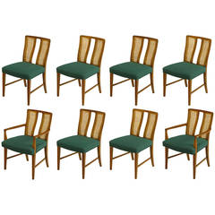 Vintage Eight Rare Baker Furniture Split-Back Walnut Dining Chairs