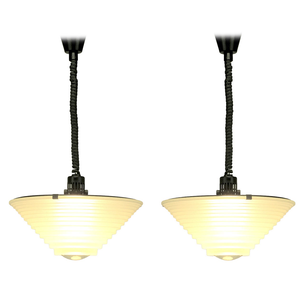 Pair of Angelo Mangiarotti "Egina" Pendants for Artemide S.p.A, Italy For Sale