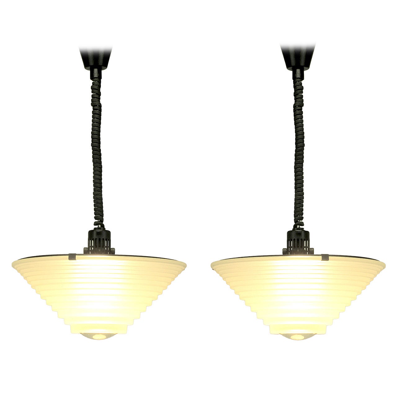 Pair of Angelo Mangiarotti "Egina" Pendants for Artemide S.p.A, Italy