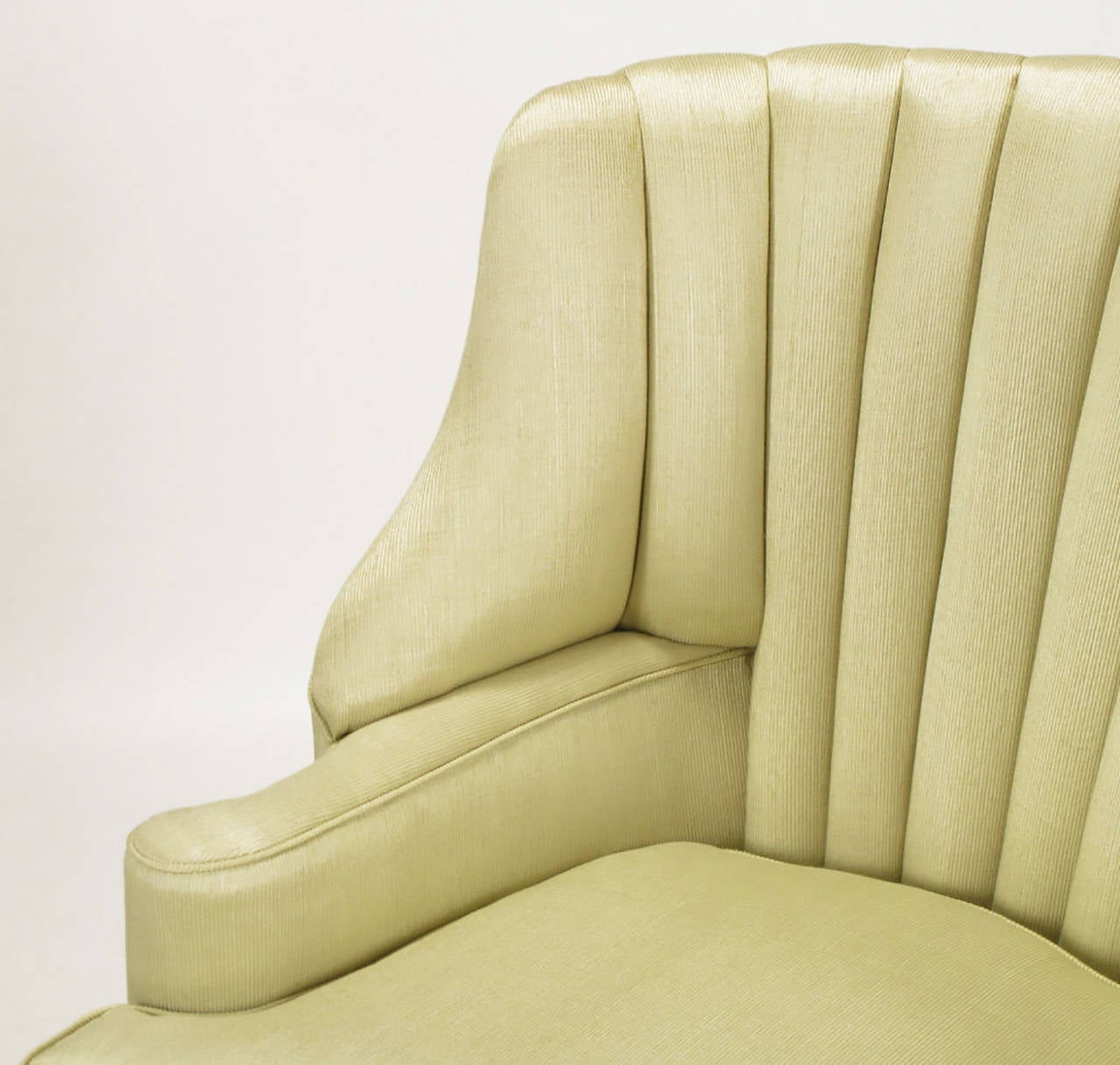Cotton 1930s Channel Back Claw Foot Georgian Wingback Chair For Sale