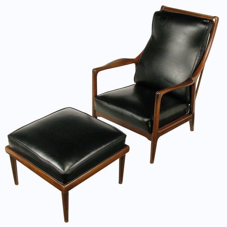 Milo Baughman Walnut Lounge Chair & Ottoman