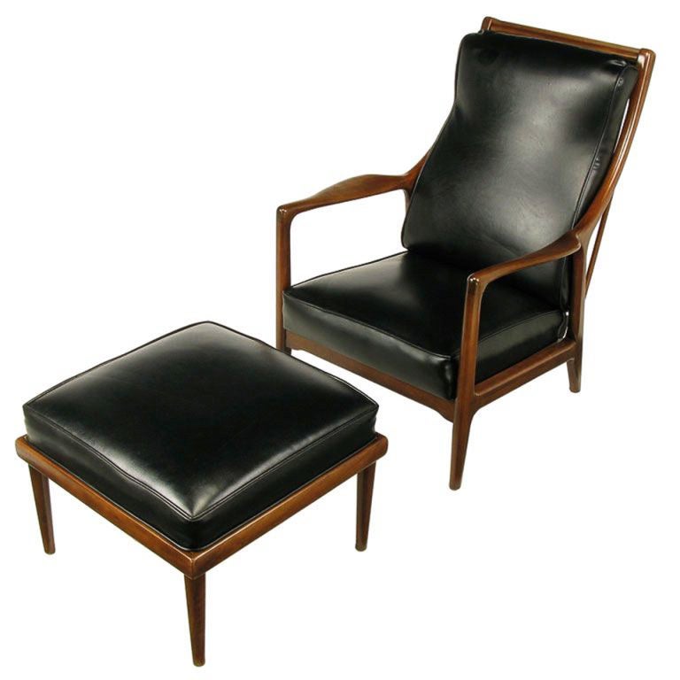 Milo Baughman Walnut Lounge Chair & Ottoman