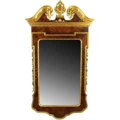 Italian Neoclassical Burled Walnut & Parcel Gilt Mirror