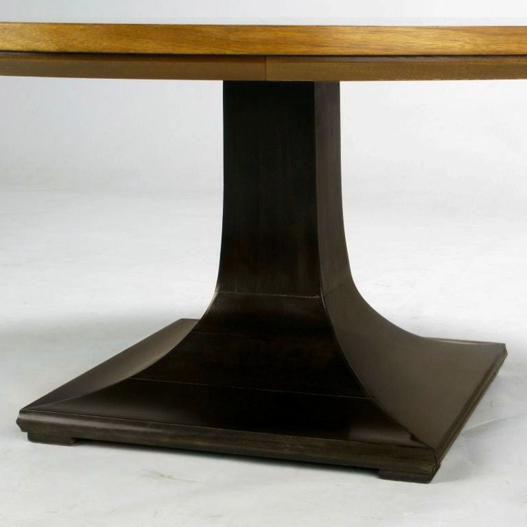 Round Teak, Walnut and Rosewood Inlaid Pedestal Coffee Table 1