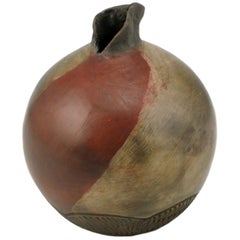 Vintage Miguel Rivas Peruvian Red & Brown Incised Pottery Vase