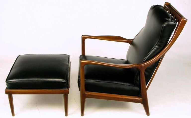 American Milo Baughman Walnut Lounge Chair & Ottoman