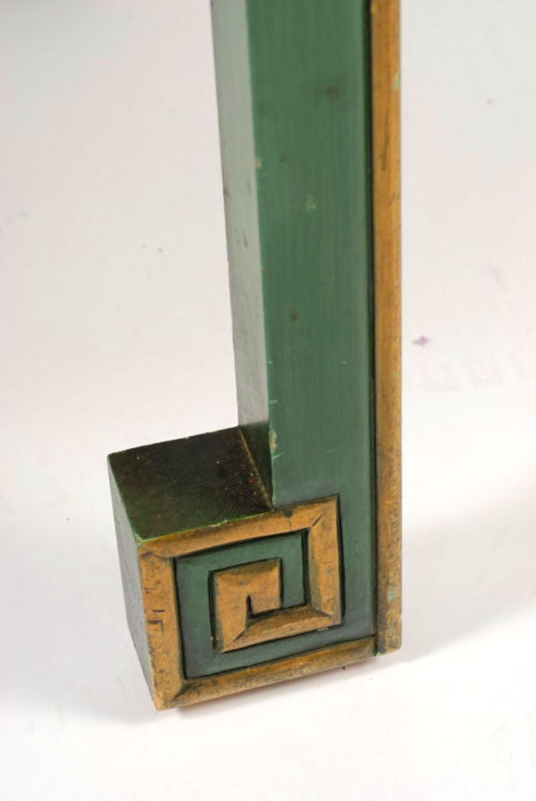 Gold Leaf Emerald Green Chinese Cabinet Inset with Gilt Antique Panels For Sale