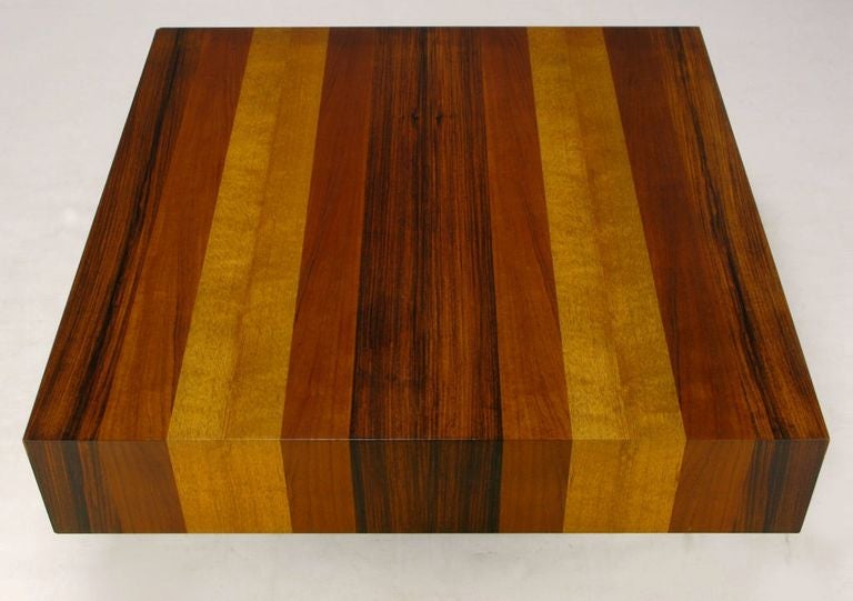 Danish Exotic Wood Parquetry Top Square Coffee Table In Excellent Condition In Chicago, IL