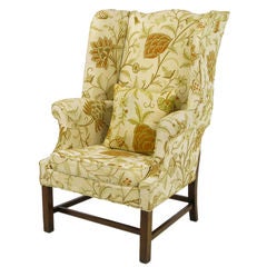 Chaise Hickory Chair Crewel tapissée Sculptural Wing Chair