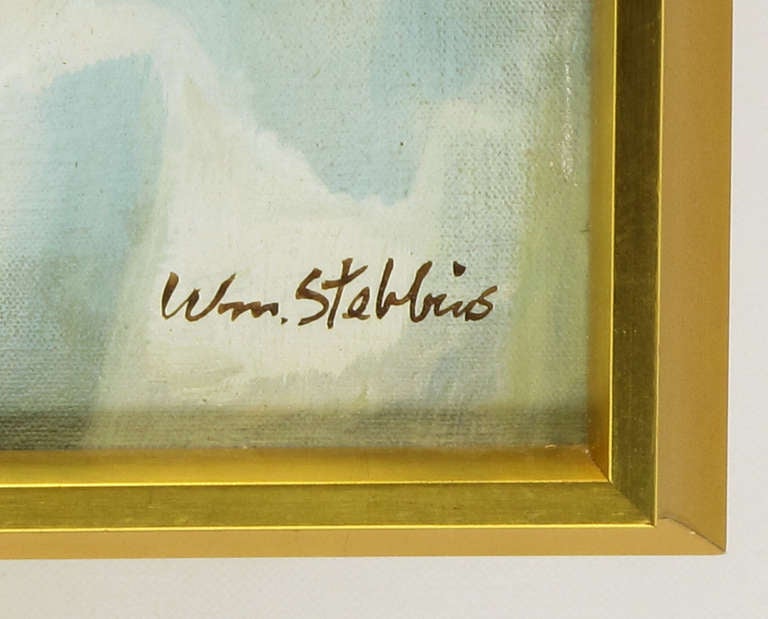 William Stebbins Buntes abstraktes Ölgemälde auf Leinwand im Angebot 1