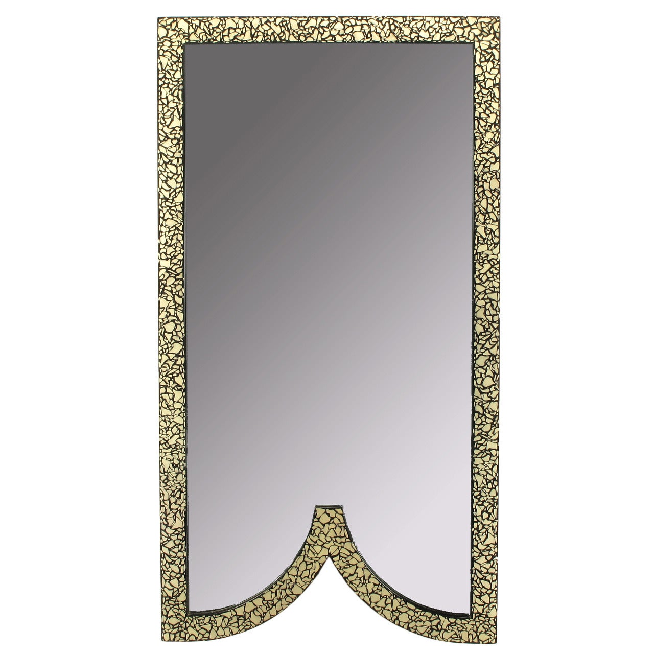 Faux Mother-of-Pearl and Black Lacquer Mirror by Baker For Sale