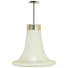 1970s Milk Glass Closed Trumpet Pendant Light 9