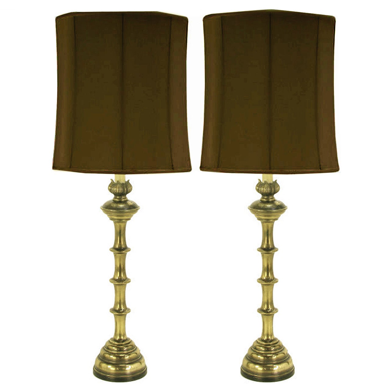 Pair of Stiffel Patinated Brass Table Lamps