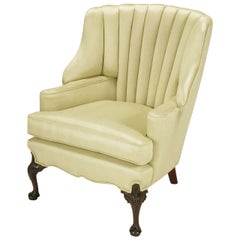 1930s Channel Back Claw Foot Georgian Wingback Chair