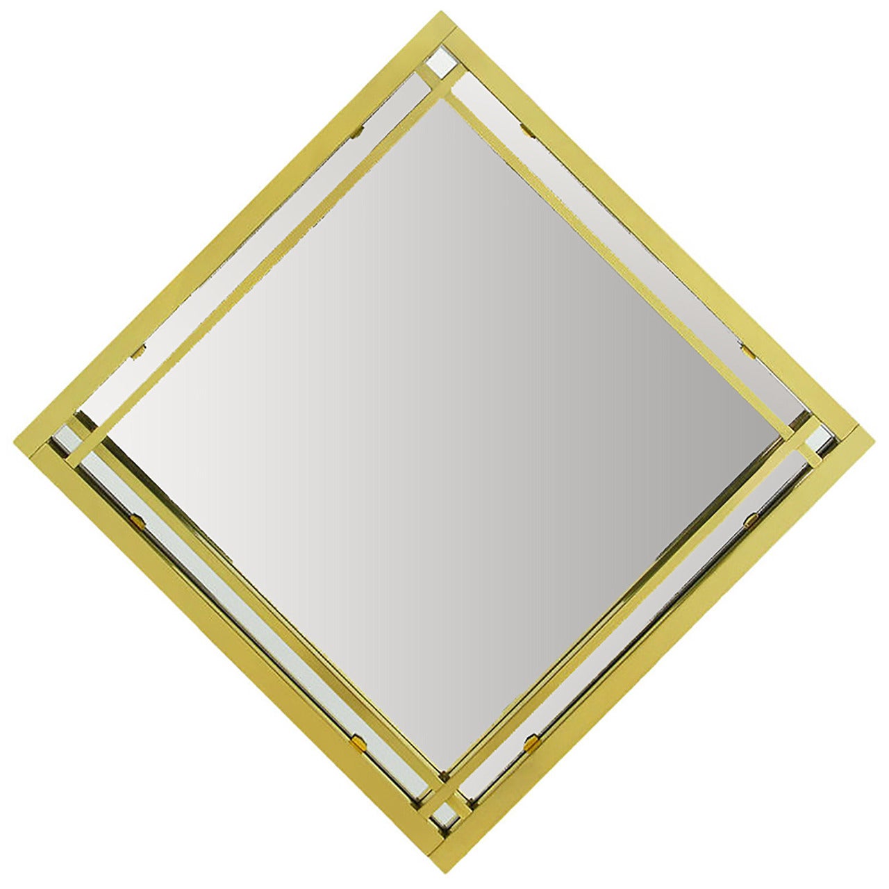Brass Double Framed Mirror in the Style of Pierre Cardin For Sale