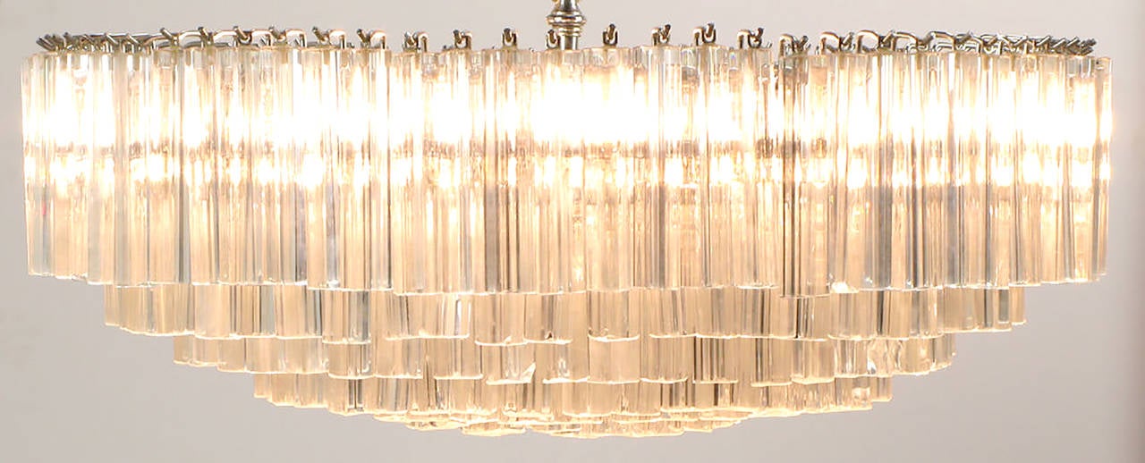 Chrome Venini Murano Glass Chandelier