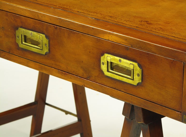 Early 1900s Campaign Desk with Tooled Leather Top 3