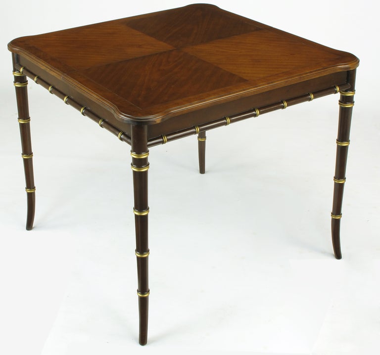 American Kindel Petite Walnut Dining Table With Bamboo Form Legs & Parquetry Top