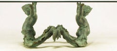 Vintage Bronze Putti Di Mare and Glass Dining Table