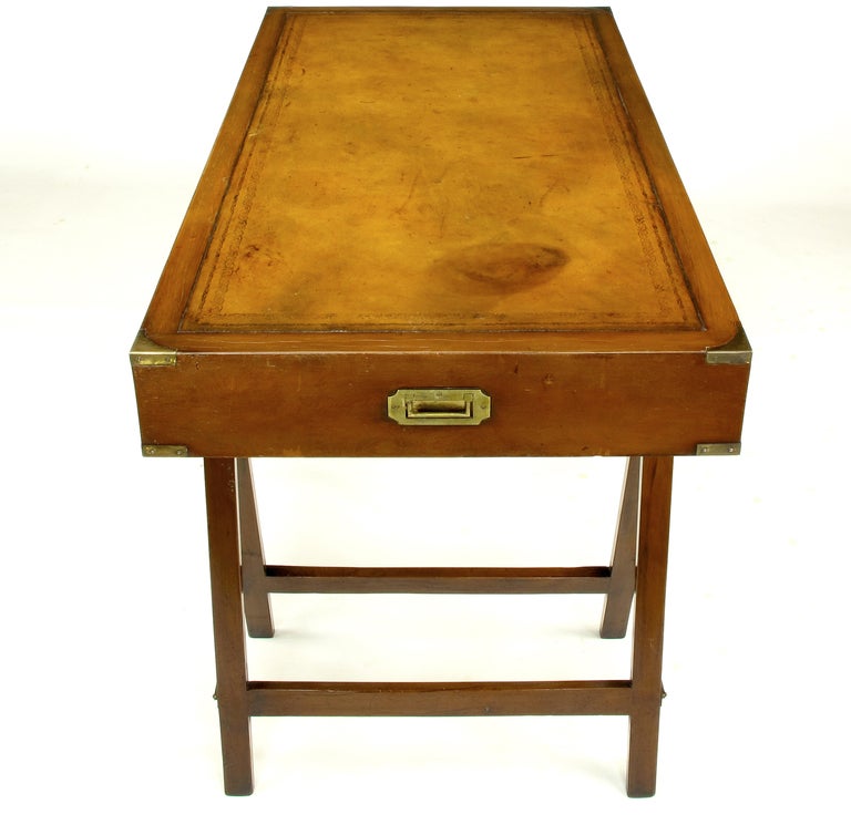 20th Century Early 1900s Campaign Desk with Tooled Leather Top