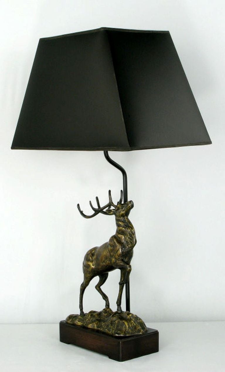 bronze stag table lamp