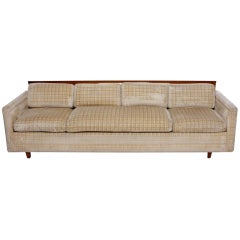Baker Furniture Walnut & Down-Filled Velvet Sofa.