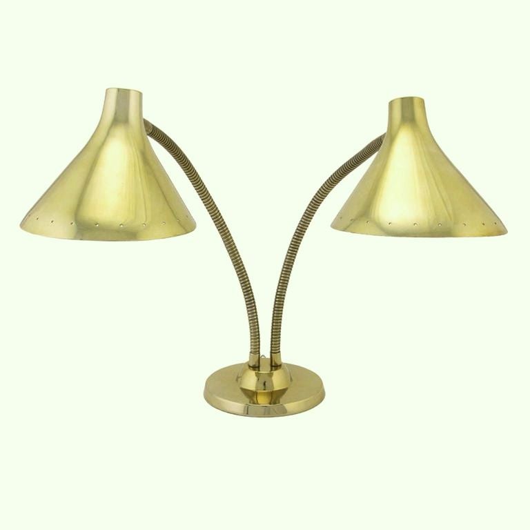 Laurel Brass Twin-Light Desk Lamp